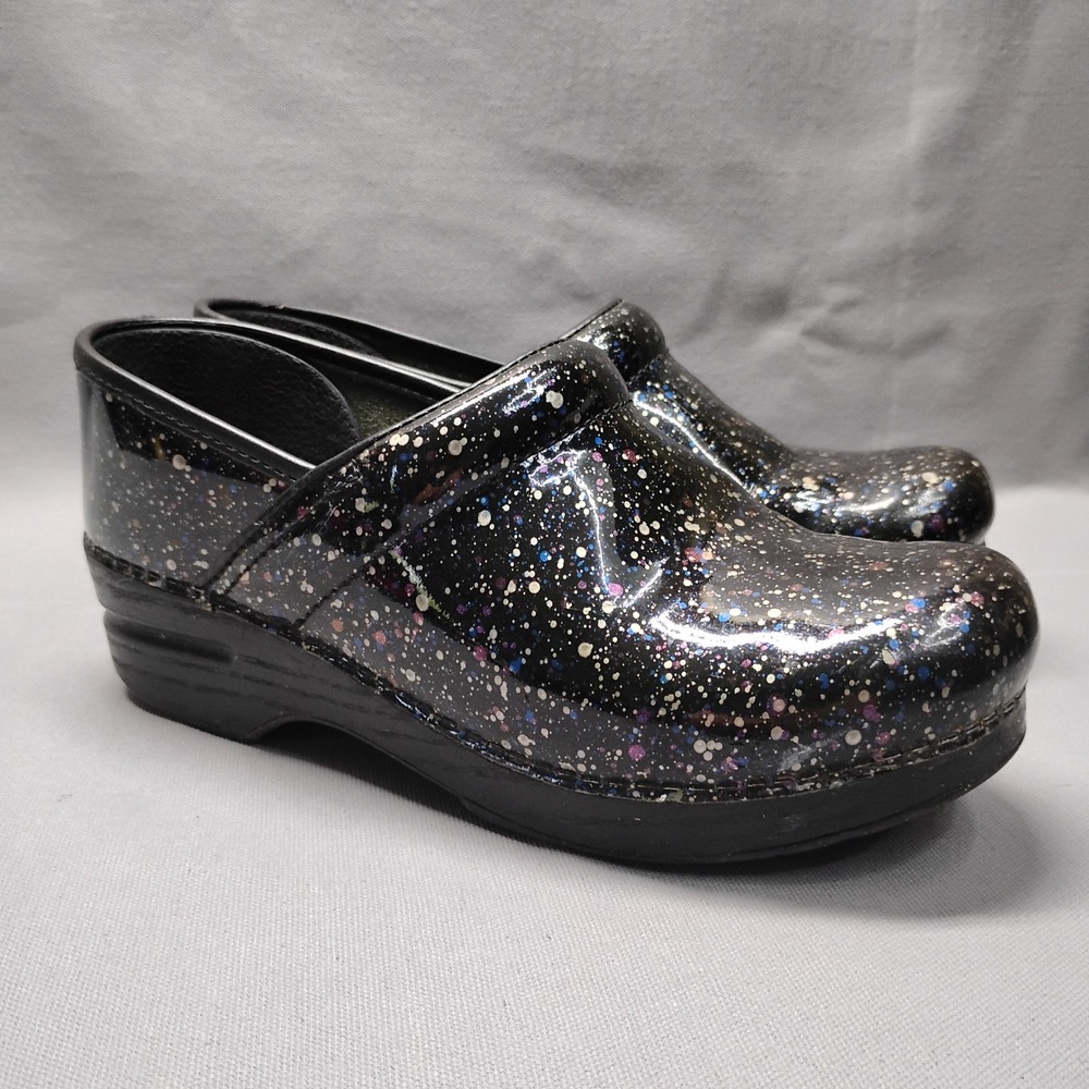 Dansko Professional Clogs Black Galaxy Patent Leather EU 38 US 7.5